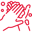 Icono de una persona lavándose las manos para curar una ampolla