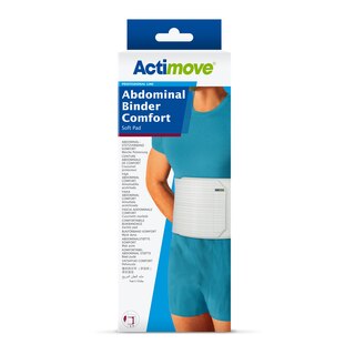 Förpackning med Actimove Professional Line Abdominal Binder Comfort med mjukt foder
