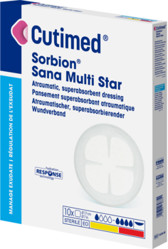 Bilde som viser et pakningsbilde av Cutimed® Sorbion® Sana Multistar