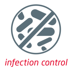 Icono de beneficio de prevención de infecciones de Leukoplast, barrera antibacterias