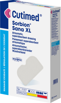 Die Abbildung zeigt einen Packshot von Cutimed Sorbion Sana XL