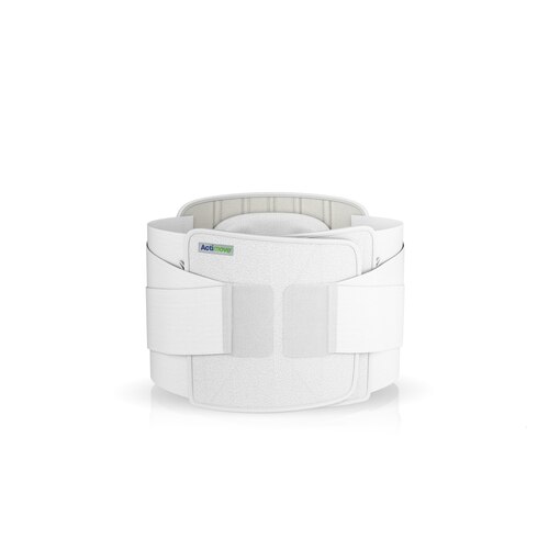 Sett forfra av Actimove Professional Line Lumbal Sacral Support Comfort med ekstra Støttebelte og Trykkpute på modellen