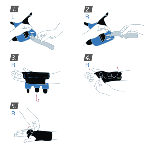How to put on the Actimove Sports Edition Wrist Stabilizer Adjustable: Pull brace on your wrist and secure the straps

