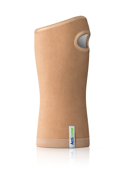 Beige knitted Actimove Wrist Support for arthritis 