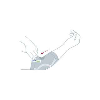 How to put on the Actimove Everyday Supports Elbow Support: slide your arm through the sleeve