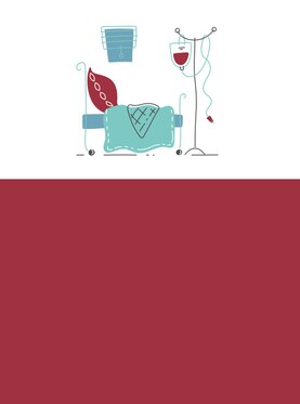 Ilustración de una cama de clínica con un gotero para simbolizar el tratamiento de los diferentes tipos de heridas quirúrgicas