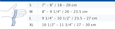 Size chart showing measurements for Actimove Arthritis Care Gloves
Size chart showing measurements for Actimove Arthritis Care Gloves