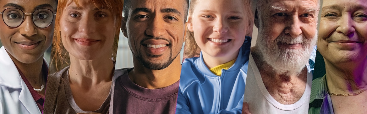 Multipicture of several patients representing different genders, ages and ethnicities