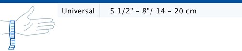 Size chart showing measurements for Actimove Sports Edition Wrist Support Adjustable
