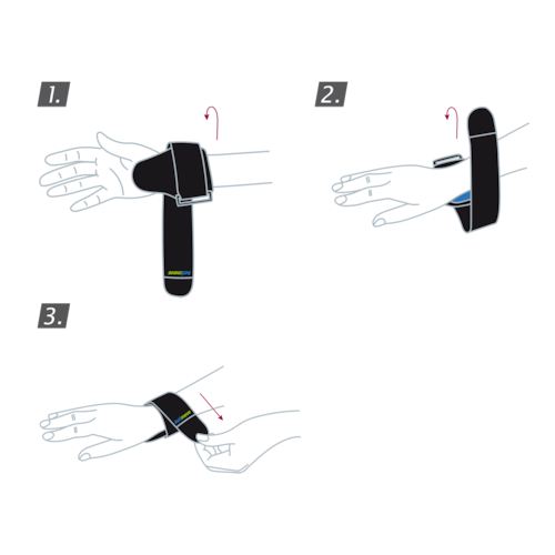 How to put on the Actimove Everyday Supports Wrist Stabilizer Carpal: slide your arm into the stabilizer and fasten the strap
