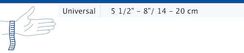 Size chart showing measurements for Actimove Sports Edition Wrist Support Elastic Wrap Around
