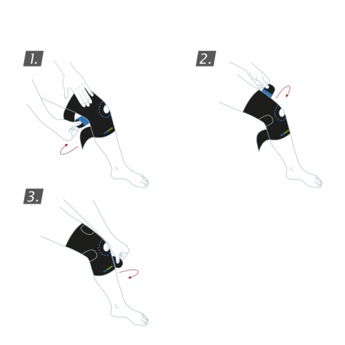 How to put on the Actimove Sports Edition Knee Support Open Patella Adjustable: Wrap the support around your knee and close the straps
