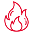 Icono de una llama que representa cómo frenar el avance de una quemadura