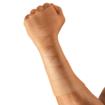 Hand wrapped in Leukotape P strapping tape