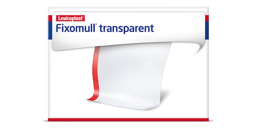Packshot front view of Fixomull transparent by Leukoplast