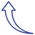 Icono de una flecha apuntando hacia arriba para representar la importancia de mantener elevada la parte afectada tras un desgarro muscular.