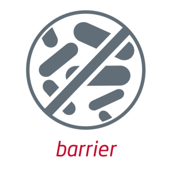 Icono de beneficio de Leukoplast barrier, barrera antibacteriana