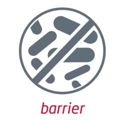 Icono de beneficio de Leukoplast barrier, barrera antibacteriana