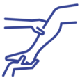Icono de una sesión de fisioterapia de rehabilitación después de una operación de rodilla.