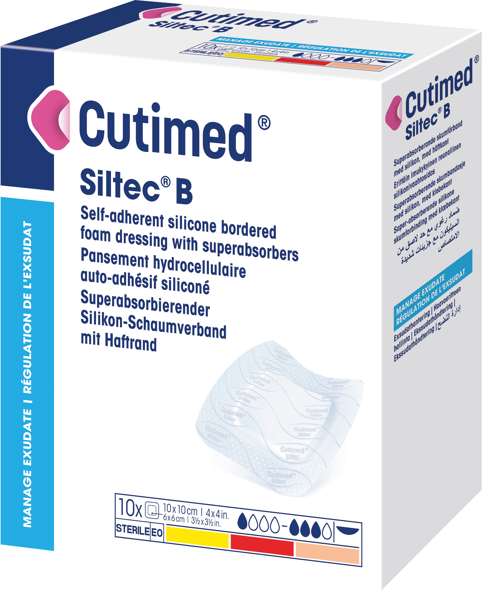 cutimed siltec b 7x10cm base 3d packshot side right