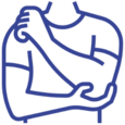 Icono de una persona tocándose el codo para representar la importancia de realizar fisioterapia para recuperarse de la epicondilitis.