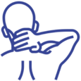 Icono que simboliza que el cabestrillo debe estar correctamente posicionado en el hombro para no causar dolor.
