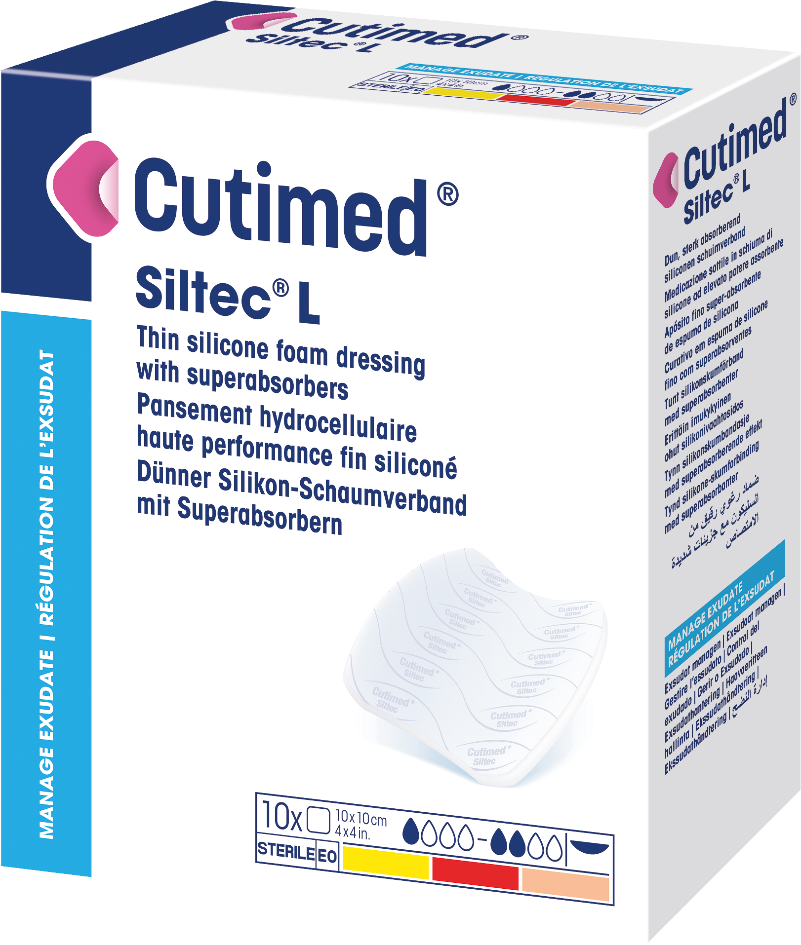 Die Abbildung zeigt einen Packshot von Cutimed Siltec L 