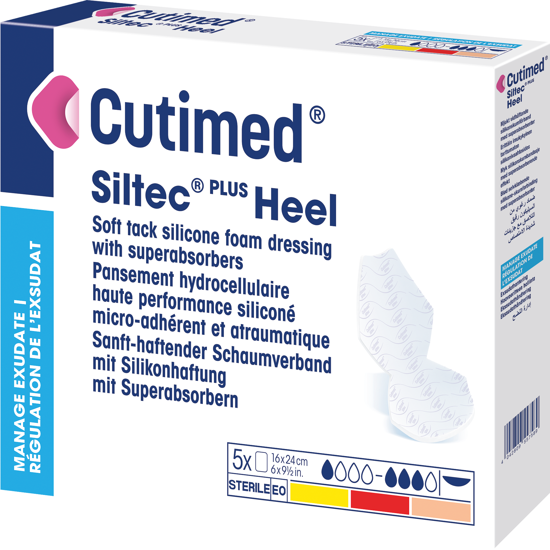 Bilde som viser et pakningsbilde av Cutimed® Siltec® PLUS Heel