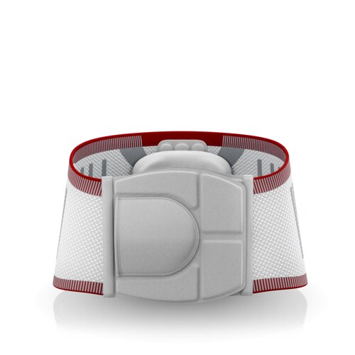 Front view of Actimove Professional Line LumbaMotion Back Support with Pressure Pad in white
