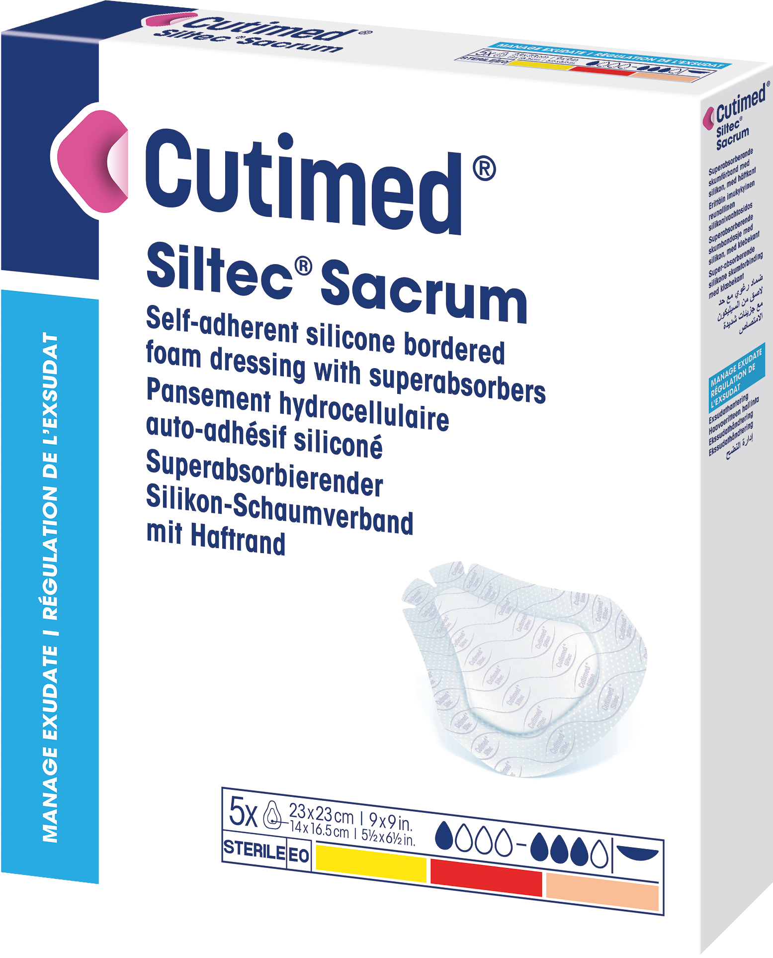 Die Abbildung zeigt einen Packshot von Cutimed Siltec Sacrum