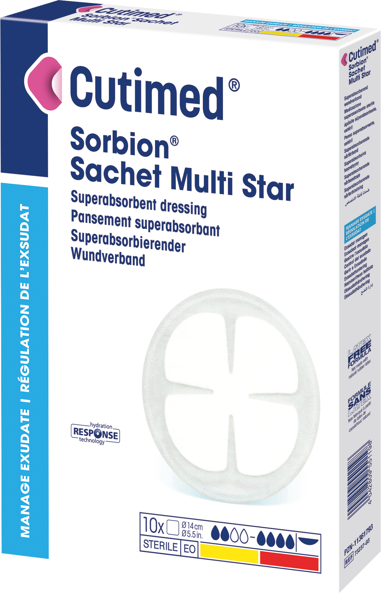 Immagine di una confezione di Cutimed® Sorbion® Sachet Multi Star
