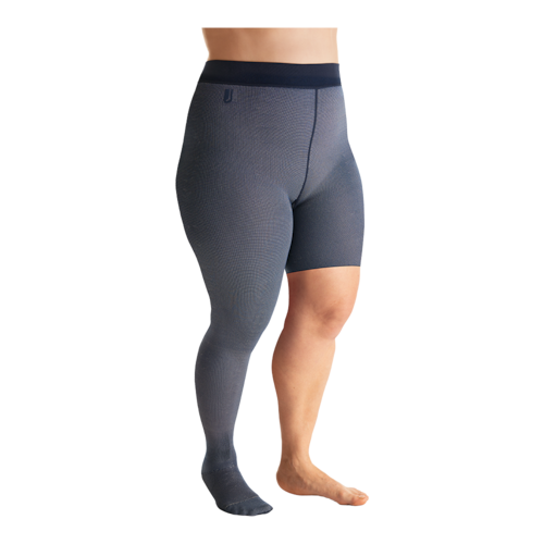 Person wearing a JOBST confidence grey compression garment.