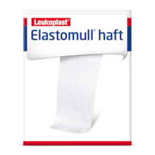 Vista frontale della confezione di Leukoplast Elastomull haft