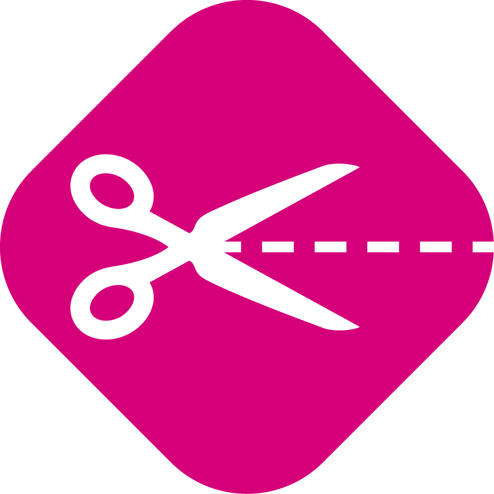 Symbol of a scissor to visualize that the product can be cut to size if needed