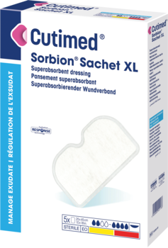 Bild som visar en förpackning med Cutimed® Sorbion® Sachet XL 
