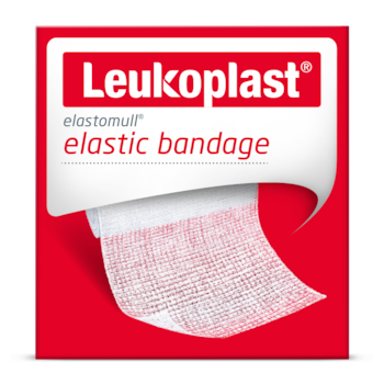 Gros plan vue de face de l’emballage Elastomull par Leukoplast