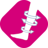 Symbol of a lower leg with surrounding arrows showing that the product is ideal for compression therapy
