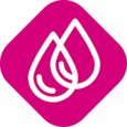 Symbol of two water droplets to visualize the exudate-handling capacity of the product