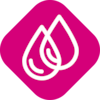 Symbol of two water droplets to visualize the exudate-handling capacity of the product

