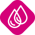 Symbol of two water droplets to visualize the exudate-handling capacity of the product