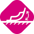 Symbol of a wound dressing that adheres to the wound bed to represent its self adhesive capacity
