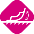 Symbol of a wound dressing that adheres to the wound bed to represent its self adhesive capacity