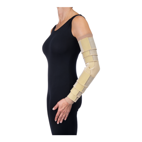 Person with a JOBST FarrowWrap Classic custom compression garment on their arm for upper Extremities.