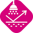 Symbol of a wound dressing underneath a shower to visualize that it is showerproof