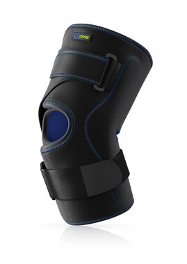 Neoprene-free Actimove Sports Edition Knee Brace Wrap Around with Polycentric Hinges and Condyle Pads in black
