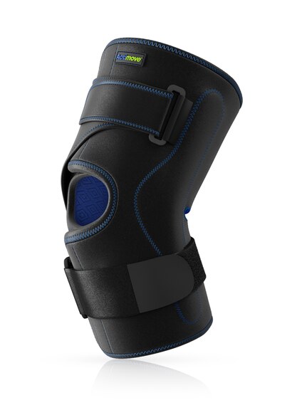 Neoprene-free Actimove Sports Edition Knee Brace Wrap Around with Polycentric Hinges and Condyle Pads in black
