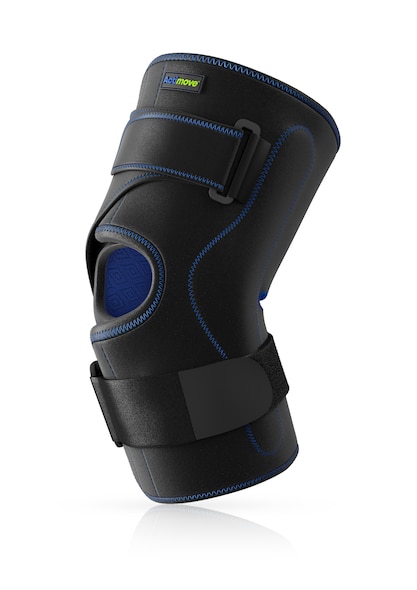 Neoprene-free Actimove Sports Edition Knee Brace Wrap Around with Polycentric Hinges and Condyle Pads in black