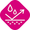 Symbol of a dressing and water droplets that do not reach its backing to visualize the water-repellant feature