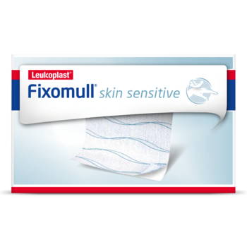 Förpackningsbild framifrån av Fixomull skin sensitive från Leukoplast