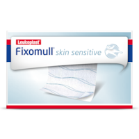 Förpackningsbild framifrån av Fixomull skin sensitive från Leukoplast